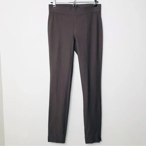 EILEEN FISHER Stretch Ponte Slim Pintuck Pants Cool Brown - Picture 2 of 10